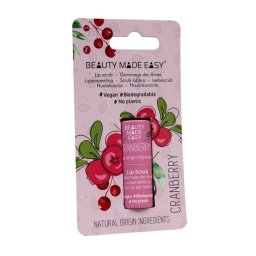 Scrub pentru buze vegan, zero plastic, Cranberry, Beauty Made Easy, 6g