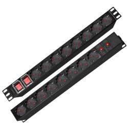 Prelungitor PDU LOGILINK 1U pt. rack 19 inch, 16 prize Schuko, intrare Schuko, max 16 A, dispuse 8 schuko front + 8 schuko back, ON/OFF x 2, prot. Suprasarcina, 2 m, negru, "PDU1601" (timbru verde 2 lei)