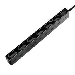 PRELUNGITOR LOGILINK, Euro skt x 6, cablu 3G 1.0mm2, 230 V/7.5 A, 50 Hz, max. 1700 W, IP20, 1.5m, negru, LPS231B (timbru verde 0.8 lei)