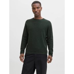 Jack & Jones Pulover tricotat barbati cu decolteu la baza gatului, Verde inchis (SELECTATI MARIMEA: S)