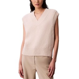 CALVIN KLEIN Pulover Oversized Boucle Vest LV044D342G 67U chalk