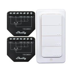 Set of 2 Blind/curtain WiFi controllers Shelly Shutter + BLU RC Button 1