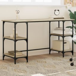 Birou, stejar sonoma, 140x50x75 cm, metal si lemn prelucrat GartenMobel Dekor