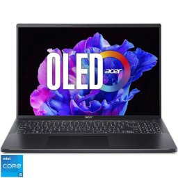 Laptop Acer Swift Go 16 Pro Black Edition SFG16-71-5168 cu procesor Intel® Core™ i5-13420H pana la 4.7GHz, 16" 3,2K, OLED, 120Hz, 16GB LPDDR5 RAM, 512GB SSD, Intel® UHD Graphics, Windows 11 Home, Ice Black