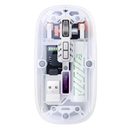 Mouse Transparent, 2.4G + Bluetooth, 1600DPI, 400mAh - White