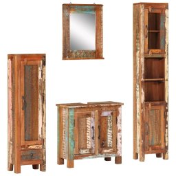 Gossi set mobilier de baie, 4 piese, lemn masiv recuperat
