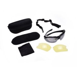 Set ochelari moto si lentile galbene, toc si snur