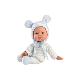 Papusa Mimi, 36 cm, Fara Par, Corp Textil cu Salopeta Alb-Bleu 938 Guca Munecas las