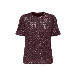 ONLY Top Onlana S/S Loose Sequins Jrs 15333850 19-2118 TCX winetasting