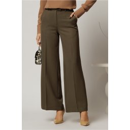 Pantaloni DY Fashion lungi kaki din stofa si croi lejer