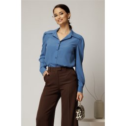 Camasa DY Fashion albastra cu guler si inchidere cu nasturi