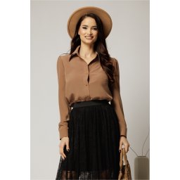 Camasa DY Fashion maro cu guler si inchidere cu nasturi