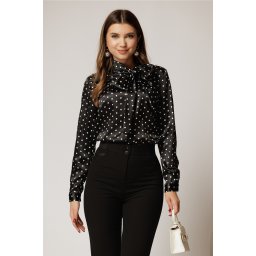 Bluza eleganta neagra din satin cu buline