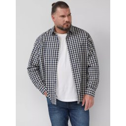 s.Oliver Big Sizes Camasa barbati big sizes, cu imprimeu in carouri si cu guler Kent, Albastru inchis (SELECTATI MARIMEA: 4XL)