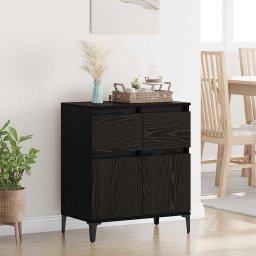 Bufet Stejar Negru 60 x 35 x 70 cm Lemn Ingineresc si Fier GartenMobel Dekor