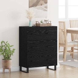 Bufet Stejar Negru 69,5 x 34 x 90 cm Lemn Ingineresc si Fier GartenMobel Dekor