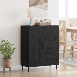 Bufet Stejar Negru 69,5 x 34 x 90 cm Lemn Ingineresc si Fier GartenMobel Dekor