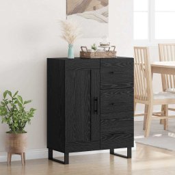 Bufet Stejar Negru 69,5 x 34 x 90 cm Lemn Ingineresc si Fier GartenMobel Dekor