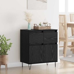 Bufet Stejar Negru 60 x 35 x 70 cm Lemn Ingineresc si Fier GartenMobel Dekor