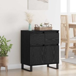 Bufet Stejar Negru 60 x 35 x 70 cm Lemn Ingineresc si Fier GartenMobel Dekor