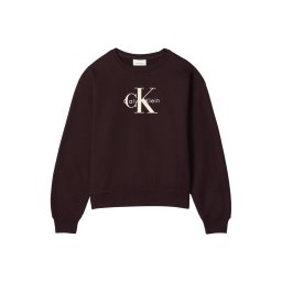 Calvin Klein Jeans Bluză de molton crem / maro / alb