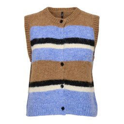 ONLY Vestă tricotată 'ONLKALLIE' albastru deschis / maro caramel / negru / alb