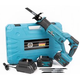 Fierastrau sabie electric German Meister XR cu 2 acumulatori 5Ah 24V 1 panza albastru