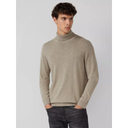 s.Oliver Pulover barbati cu guler inalt, din bumbac, Maro deschis (SELECTATI MARIMEA: 3XL)