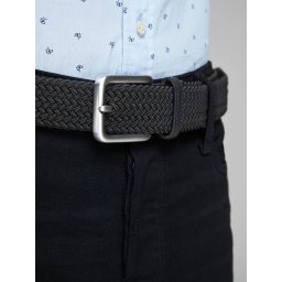 Jack & Jones Curea impletita, barbati, catarama cu stift, Negru (SELECTATI MARIMEA: 105 cm)
