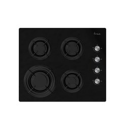 Plita incorporabila Fram FBH-M4IRF-GBK, Gaz, 4 arzatoare, Wok, Gratare de fonta, aprindere electrica, Sticla neagra