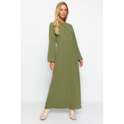 Trendyol Khaki Stitch Detaliu Rochie maxi țesută Aerobin