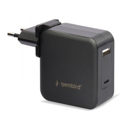 Incarcator universal laptop USB-A + USB-C PD 60W, Gembird NPA-PD60-01