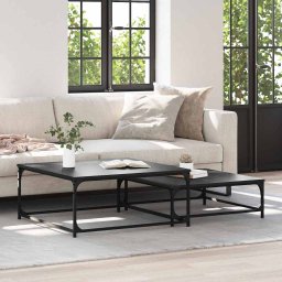 Masa de Cafea cu Tavi Lasate 2 pcs Stejar negru 80 x 8035 x cm GartenMobel Dekor