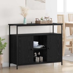 Bufet Stejar Negru 100 x 35 x 80 cm Lemn compozit GartenMobel Dekor