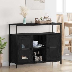 Bufet Stejar Negru 100 x 35 x 80 cm Lemn compozit GartenMobel Dekor