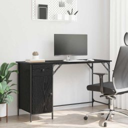 Birou de calculator Stejar Negru 131 x 48 x 75 cm Lemn compozit GartenMobel Dekor