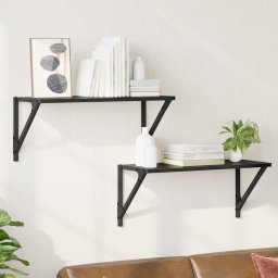 Semele de perete cu raft 2 pcs Stejar Negru 60 x 25 x 25,5 cm GartenMobel Dekor