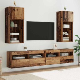 Sifonieri pentru TV montate pe perete 2 pcs Lemn Vechi GartenMobel Dekor