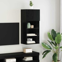 Sistem de TV montat pe perete Stejar Negru 40,5 x 30 x 90 cm GartenMobel Dekor