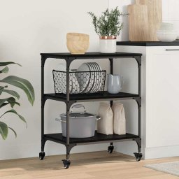 Troler de Bucatarie Stejar Negru 60 x 41 x 76 cm Lemn compozit GartenMobel Dekor