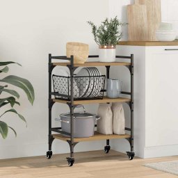 Troler de Bucatarie Stejar Artizanal 50 x 35 x 75.5 cm GartenMobel Dekor