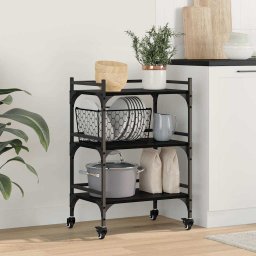 Troler de Bucatarie Stejar Negru 50 x 35 x 75.5 cm GartenMobel Dekor