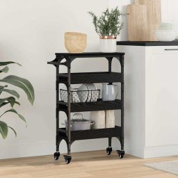 Troler de Bucatarie Stejar Negru 53 x 20 x 76 cm Lemn compozit GartenMobel Dekor