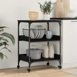 Troler de Bucatarie Stejar Negru 60 x 41 x 80.5 cm GartenMobel Dekor
