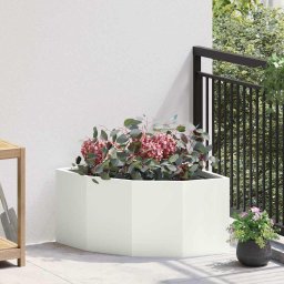 Ghiveci de colt Alb 60 x 60 x 35 cm Otel GartenMobel Dekor