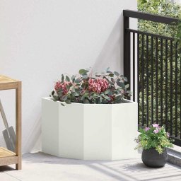 Ghiveci de colt Alb 45 x 45 x 35 cm Otel GartenMobel Dekor