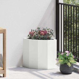 Ghiveci de colt Alb 30 x 30 x 35 cm Otel GartenMobel Dekor