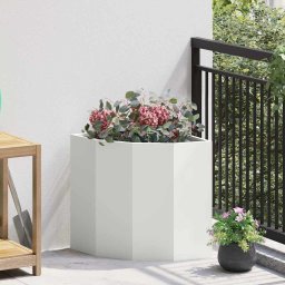 Ghiveci de colt Alb 45 x 45 x 50 cm Otel GartenMobel Dekor