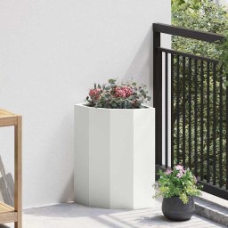 Ghiveci de colt Alb 30 x 30 x 50 cm Otel GartenMobel Dekor