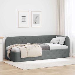 Cadru de pat coltar Gri închis 80 x 200 cm tesatura GartenMobel Dekor